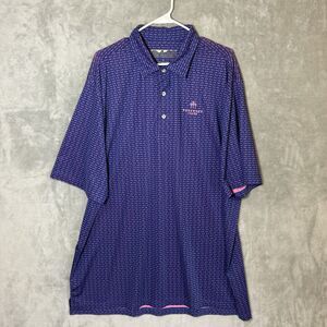 Donald Ross Fish Print Performance Golf Polo XL Edgewood Tahoe Purple Pink READ